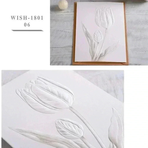 4 x Embossed 3D Floral Greeting Cards - Picture 7 of 13